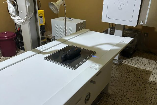 Flat panel detector and X-ray system installed in the radiography room at the Benin facility